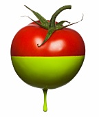 Zweifarbige, tropfende Tomate