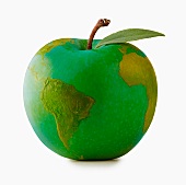 Apple in shape of globe, studio shot