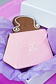 Pink 'handbag' cookie for gifting