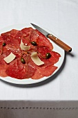 Beef carpaccio with capers and parmesan