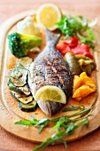 Grilled gilthead with vegetables