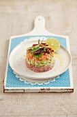 Tuna and salmon tartar with avocado