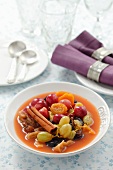 Dried fruit and grapes compote