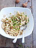 Fusilli with cheese and walnuts