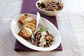 Lentil rice with tofu-sesame bars and dill sauce