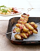 Grilled potato and bacon kebabs