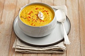 Cream of carrot soup with lentils