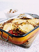 Vegetable lasagne with aubergines, tomatoes and Tomme cheese