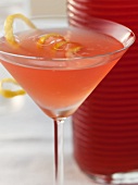 Elderflower Cocktail in a Martini Glass with Lemon Twist Garnish