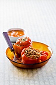 Peppers stuffed with minced meat and grains