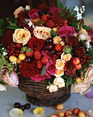 Summer bouquet with berries and cherries