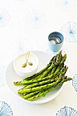 Grilled asparagus with caper and mustard sauce