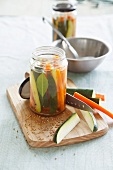 Pickled vegetables in a screw-top jar