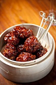 Tamarind-Ginger Glazed Chicken Nuggets with Toothpicks