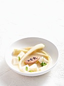 Parsnip soup with goose liver