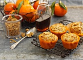 Mandarin and muesli muffins with maple syrup
