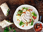 Wraps with chicken and tomato salsa