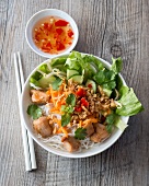 Bo bun (noodle salad, Vietnam) with rabbit