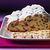 Classic butter stollen dusted with icing sugar