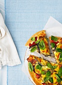 Aubergine and basil pizza