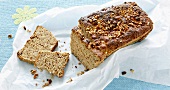 Apple bread with nuts, sliced