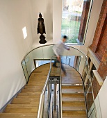 Person on staircase in Maidstone Museum (Kent, England)