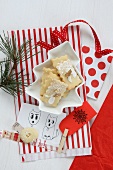 Christmas biscuits with a gift bag and printed gift labels