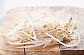 Soya bean sprouts on a wooden board
