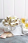 Home-made nougat with cranberries, pistachios and almonds