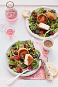 Summer salad with baked Camembert