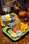 Colourful Halloween biscuits and Halloween decorations