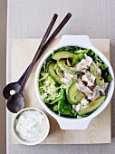 Lettuce with avocado and chicken
