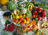 Assorted ingredients for a fruit salad