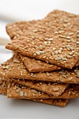 Spelt crackers with sesame seeds and sunflower seeds