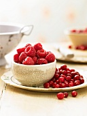 Frische Himbeeren und Cranberries