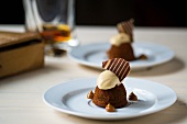 Toffee pudding with caramel ice cream