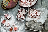 Turkish delight dusted with icing sugar