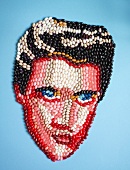 The face of Elvis Presley made from jelly beans