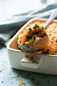 Sweet potato gratin with pistachios