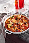 Chicken stew with tomatoes and olives