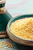 Millet in an Oriental dish (close-up)