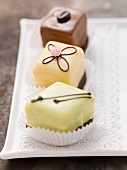Three different petits fours