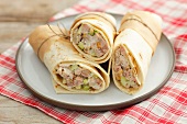Wraps filled with chicken and celery salad