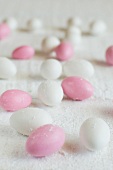 Lots of scattered sugar eggs