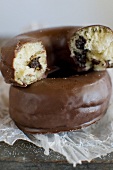 Doughnuts with chocolate glaze and chocolate filling