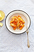 Ziti pasta with chicken and cheese