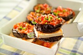 Aubergines with feta and tomatoes