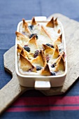 Bread pudding with blackberries