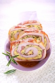 Rolled turkey filled with egg and ham