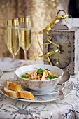 Champagne-salmon soup for New Year's Eve
